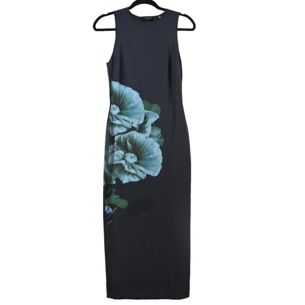 NEW, Ted Baker Cloudi Print Scuba Knit Body-Con Dress Navy Blue Size 1 #MD466 - Picture 6 of 10